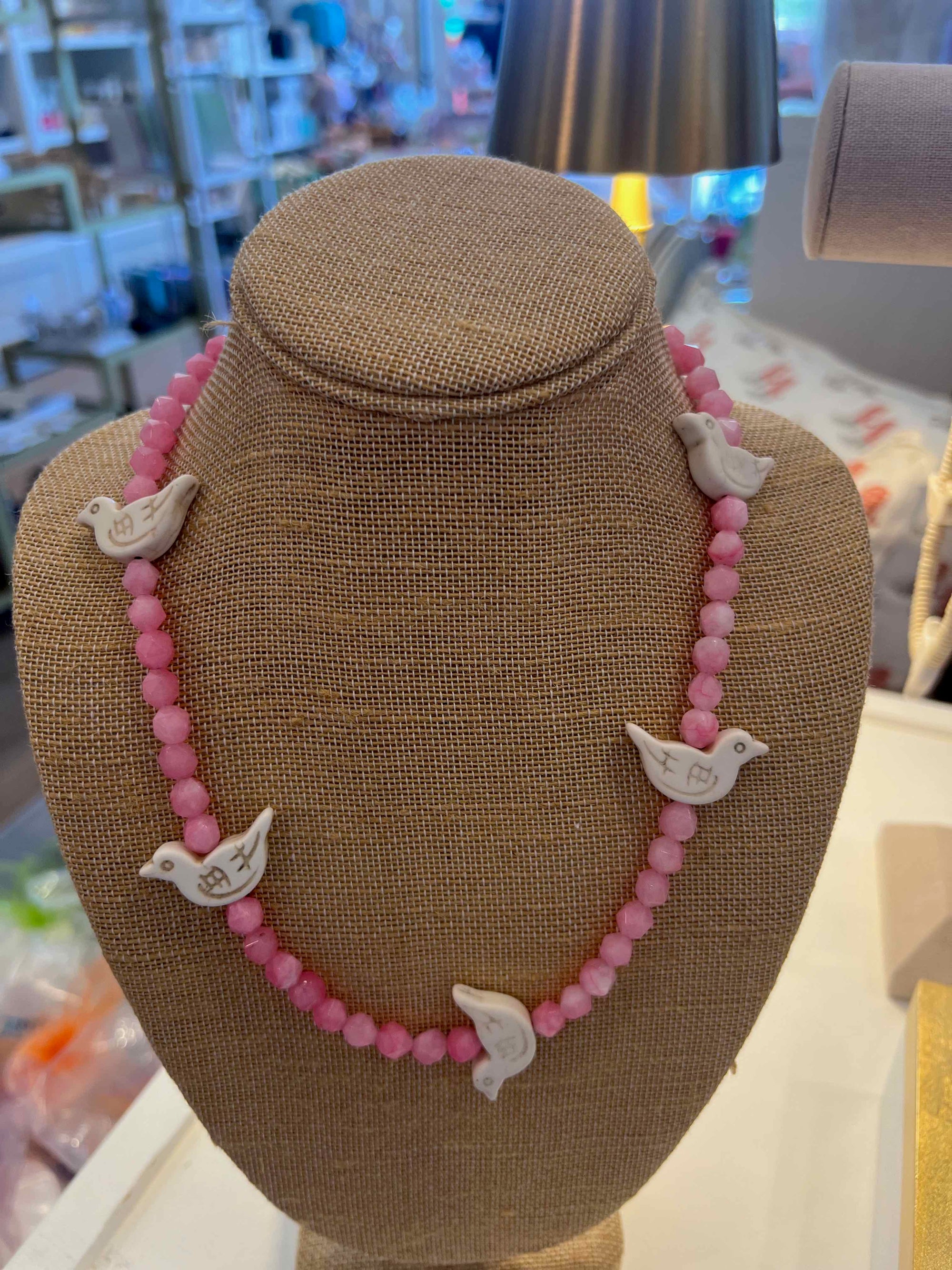 Beaded Bird Necklace, Assorted Colors