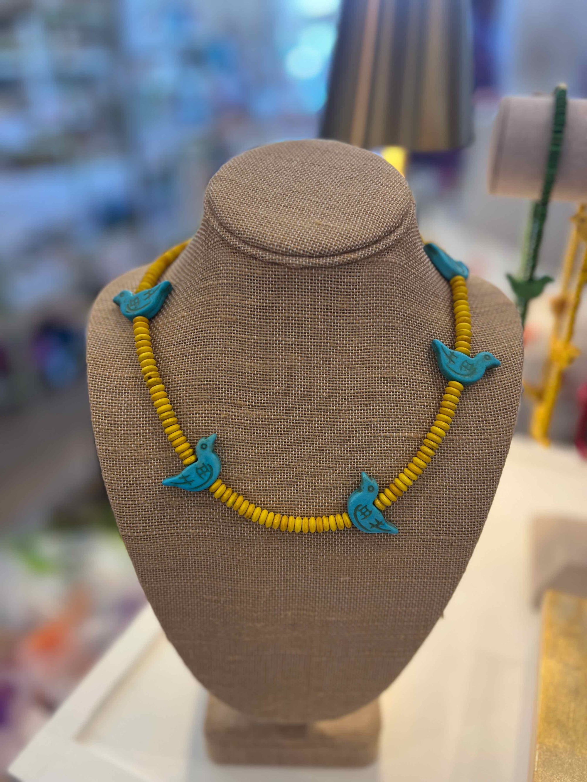 Beaded Bird Necklace, Assorted Colors