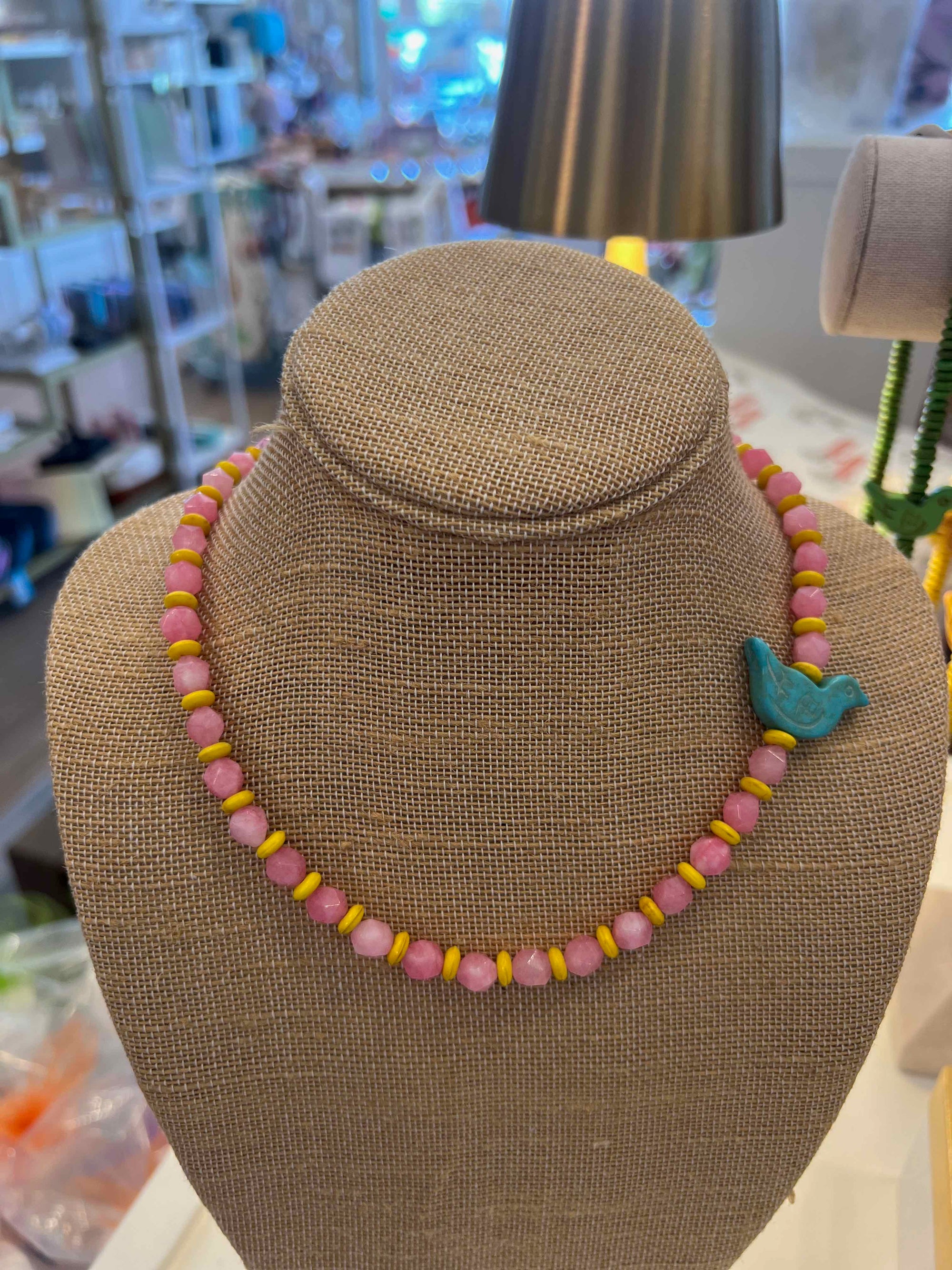 Beaded Bird Necklace, Assorted Colors