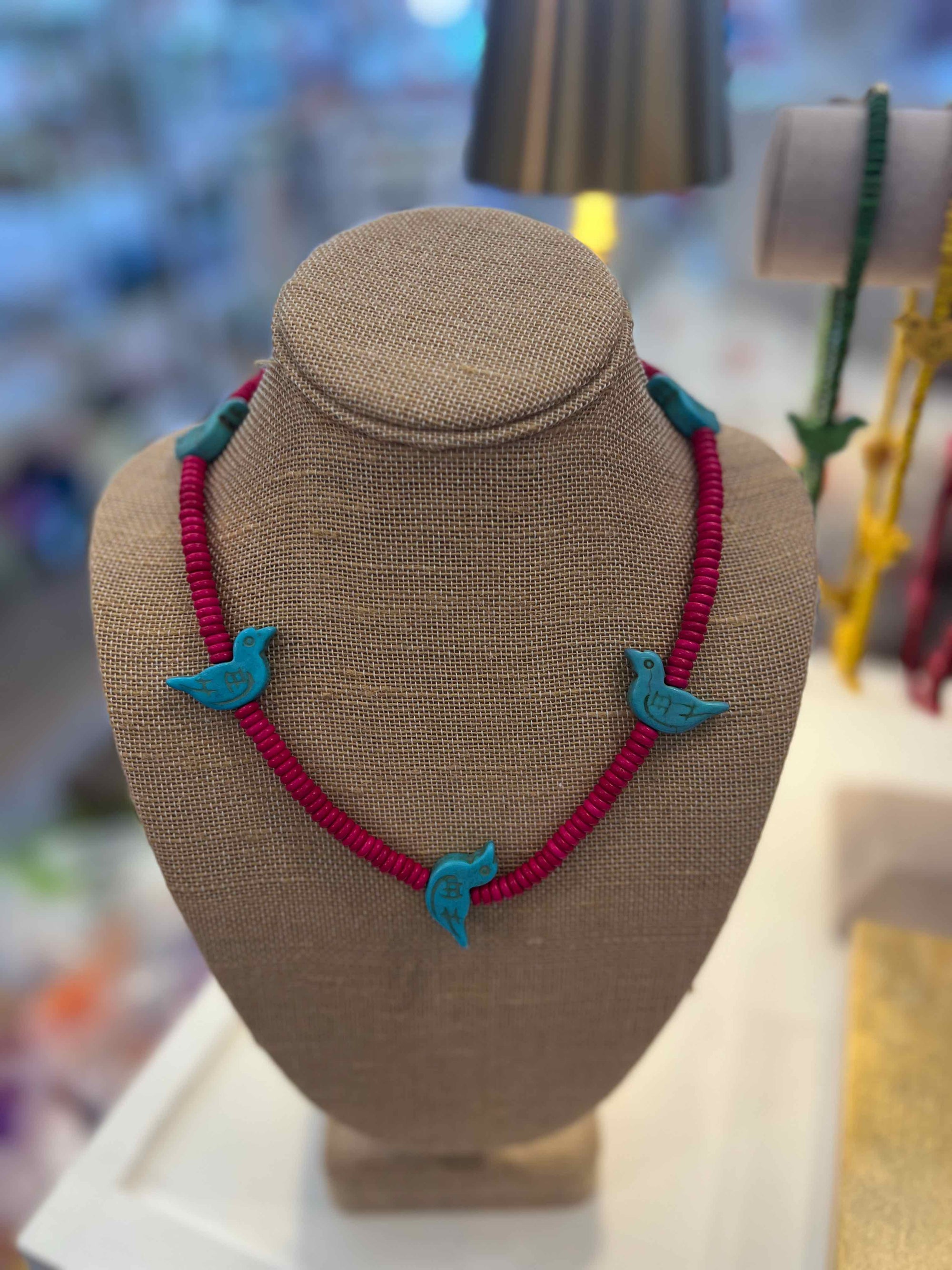Beaded Bird Necklace, Assorted Colors
