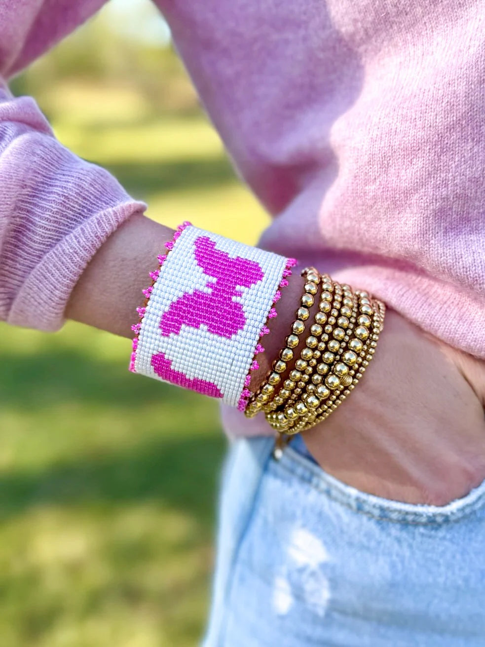 Tres Mariposas Cuff with Beaded Trim