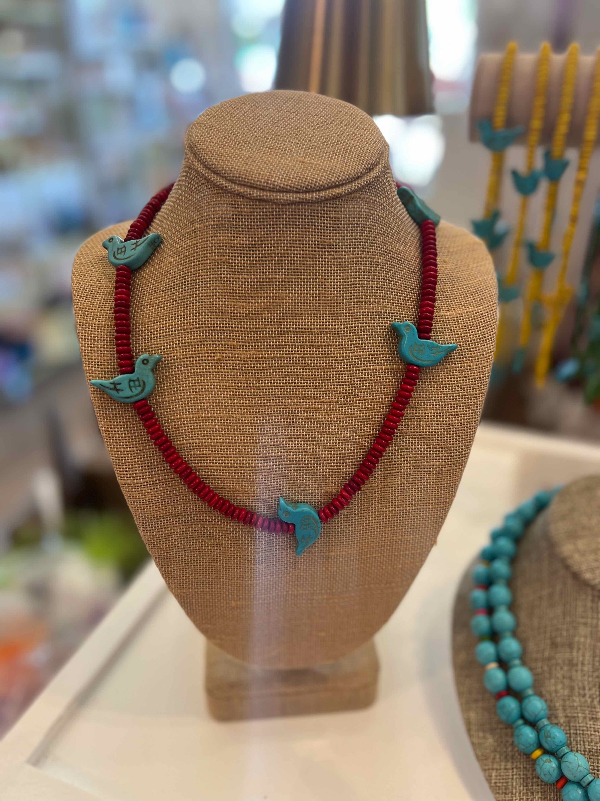 Beaded Bird Necklace, Assorted Colors