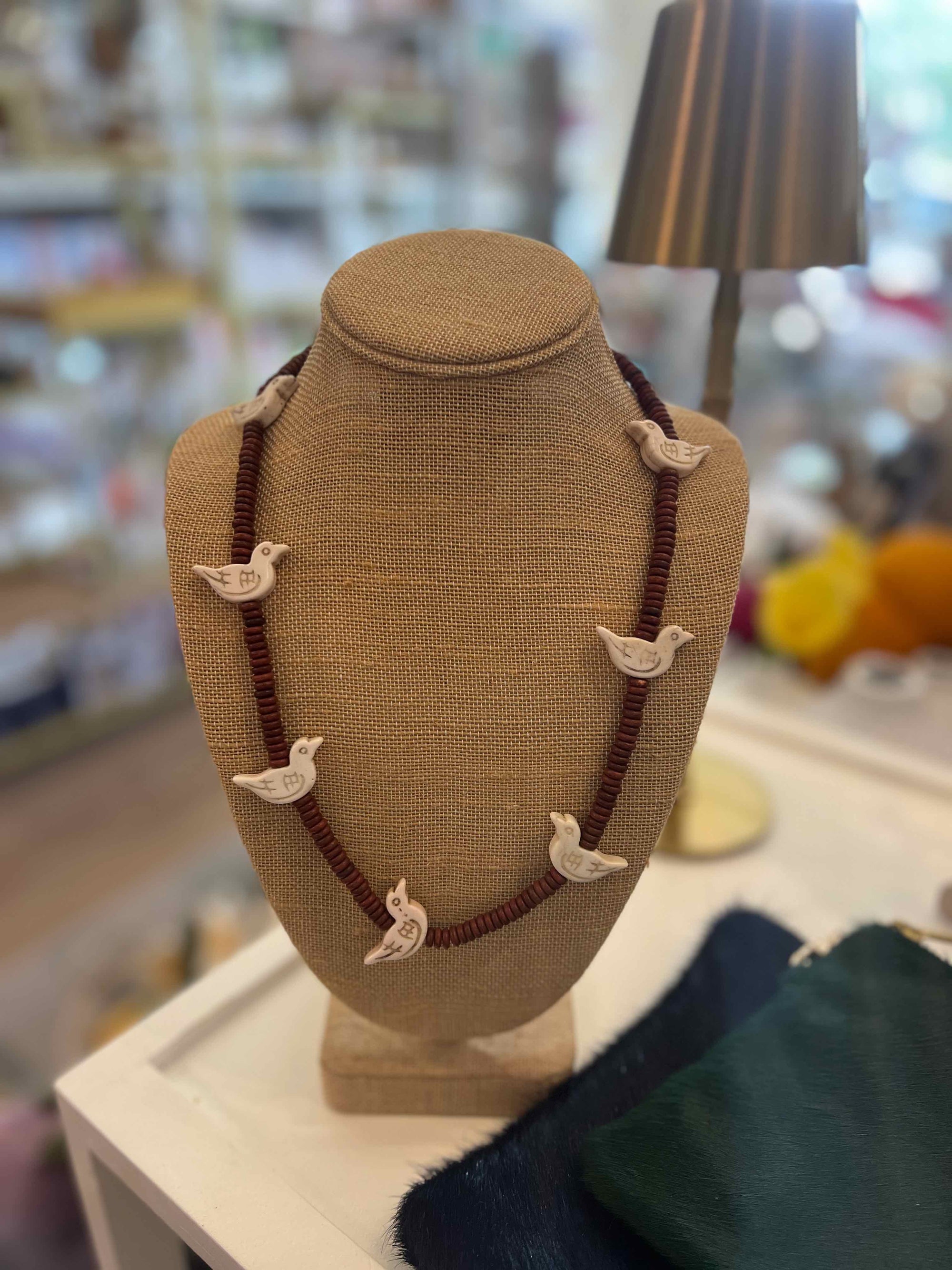 Beaded Bird Necklace, Assorted Colors