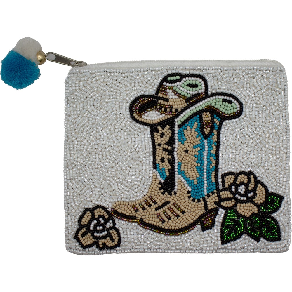 Cowboy Boots Beaded Coin Pouch