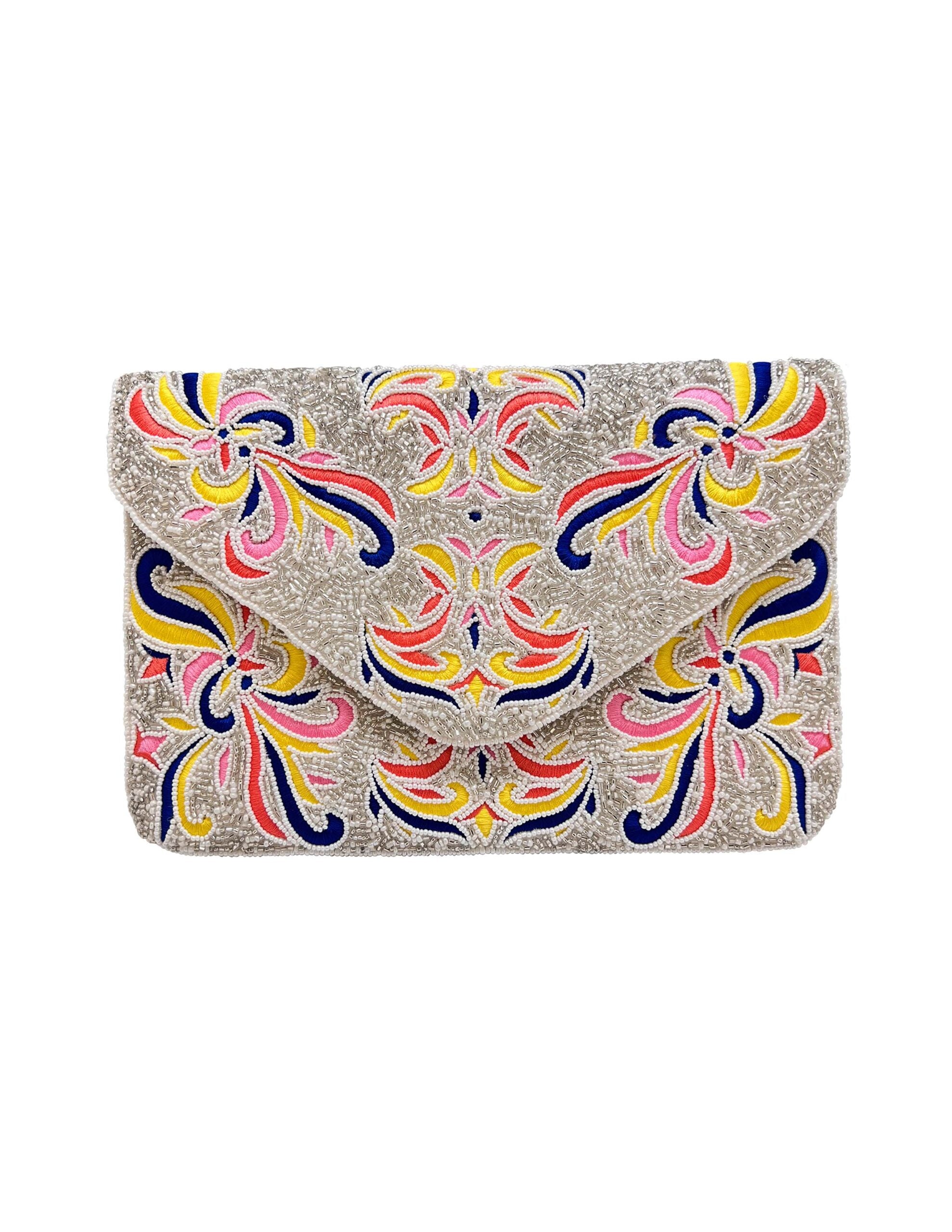 Multi Pattern Silver Clutch