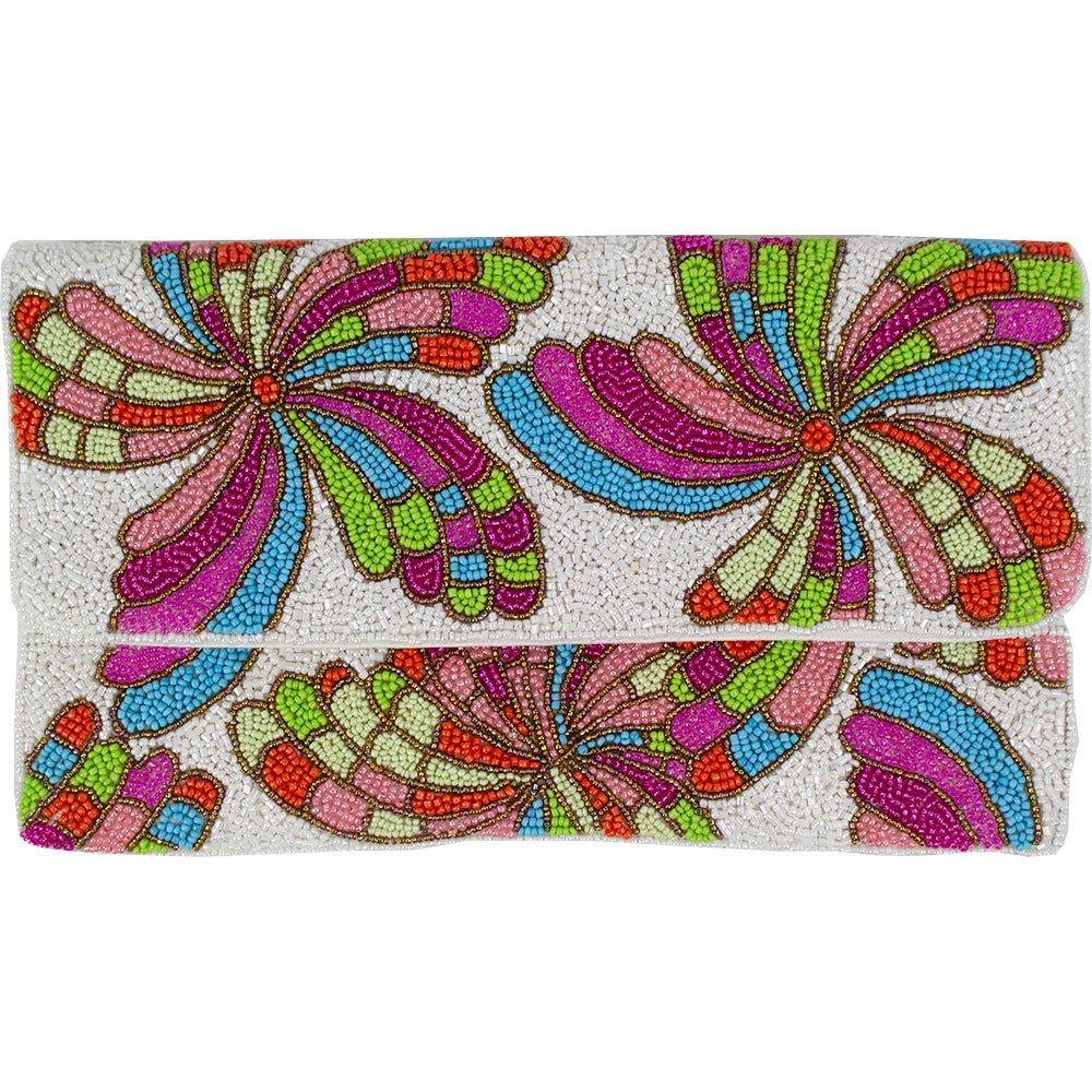 Multicolored Petals Beaded Clutch