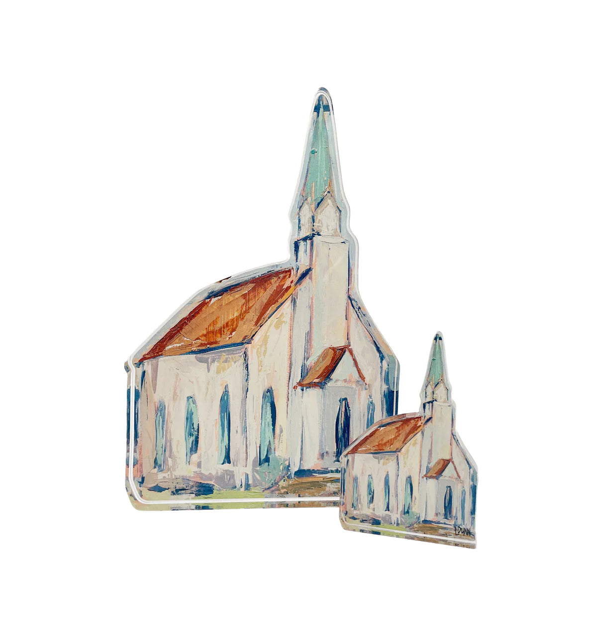 BITTY CHURCH WITH RED ROOF ACRYLIC BLOCK