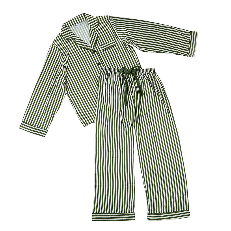 Long Sleeve Green Stripe Pajamas, Assorted