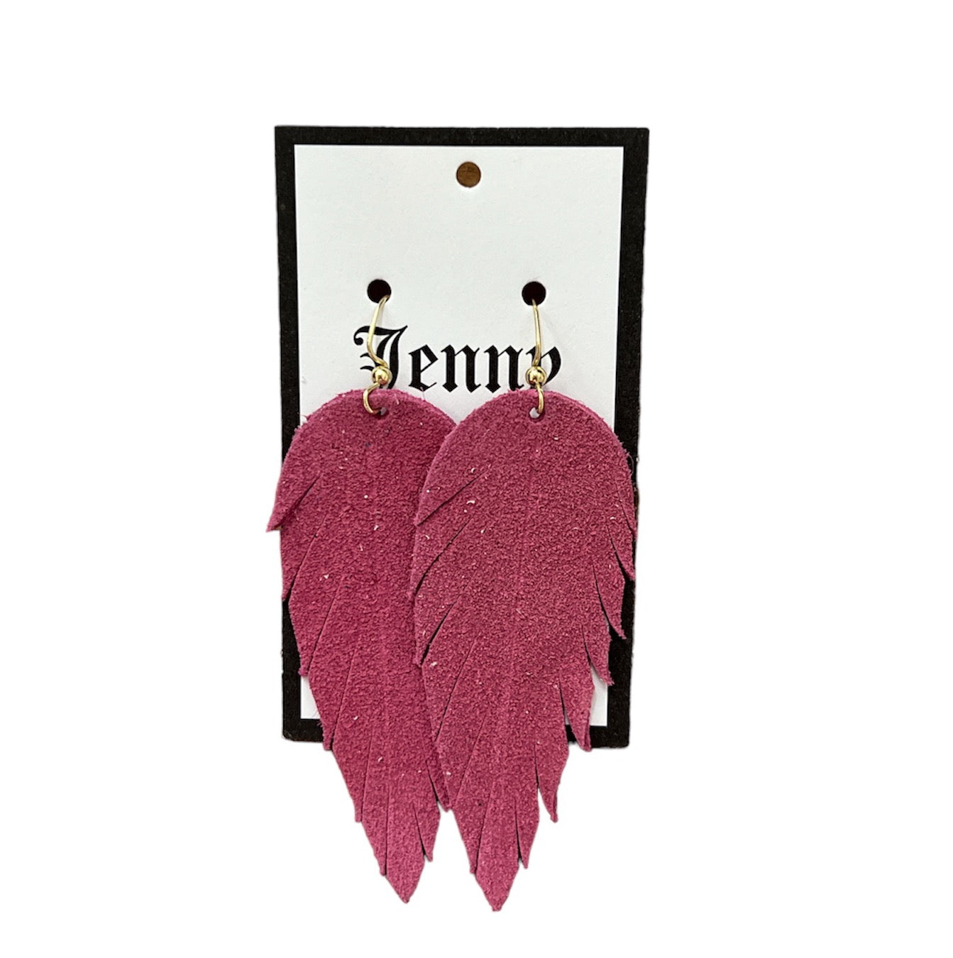 Medium Leather Feather Earrings, Assorted Colors