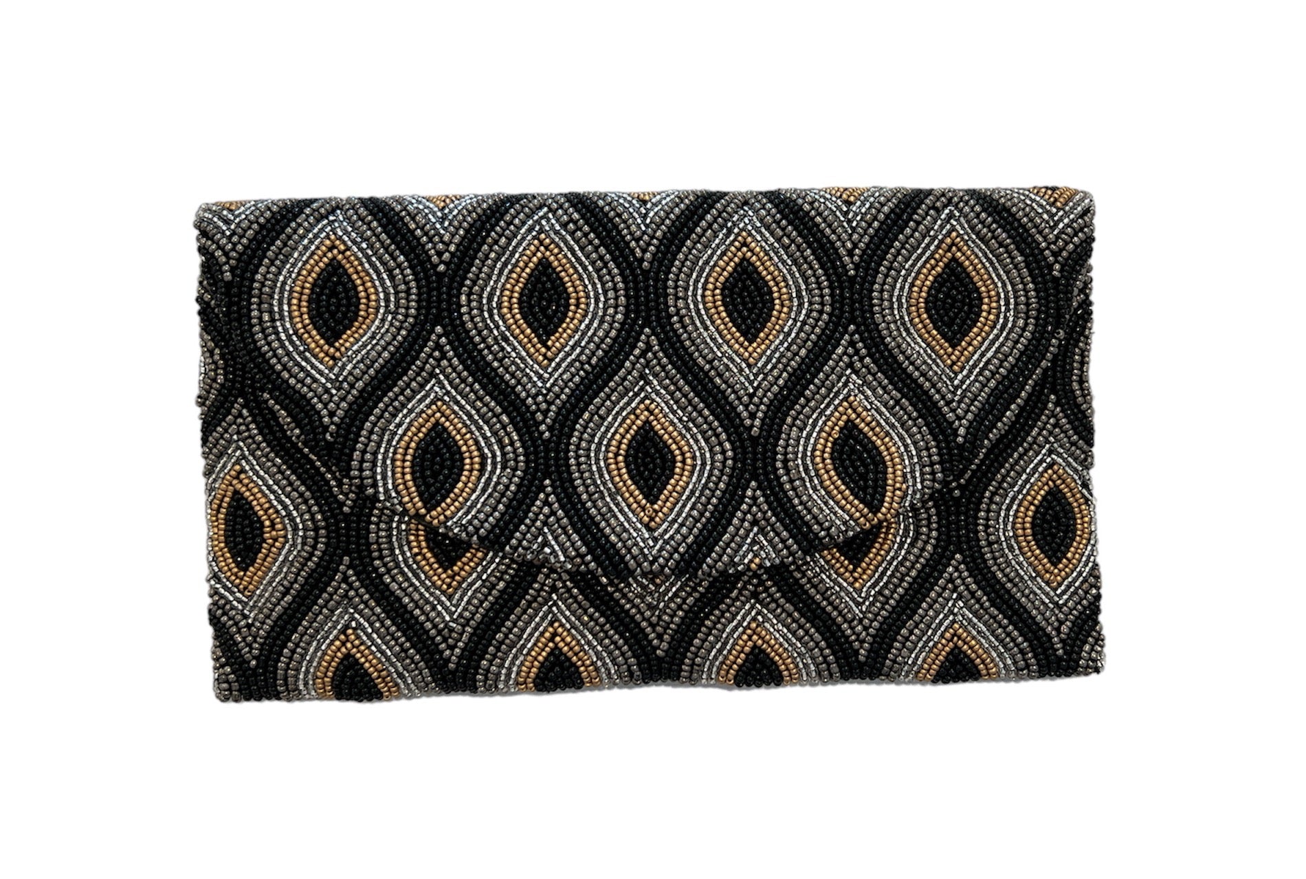 Black/Pewter/Gold/Silver Beaded Clutch