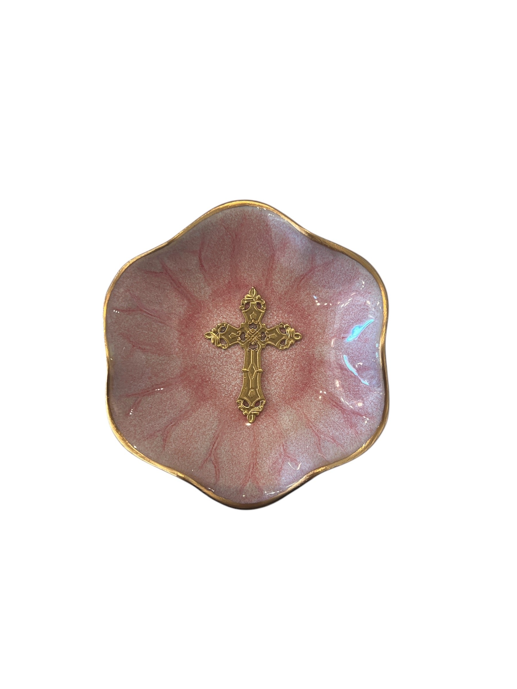 Lotus Flower Ceramic Dish with Gold Accent, Assorted