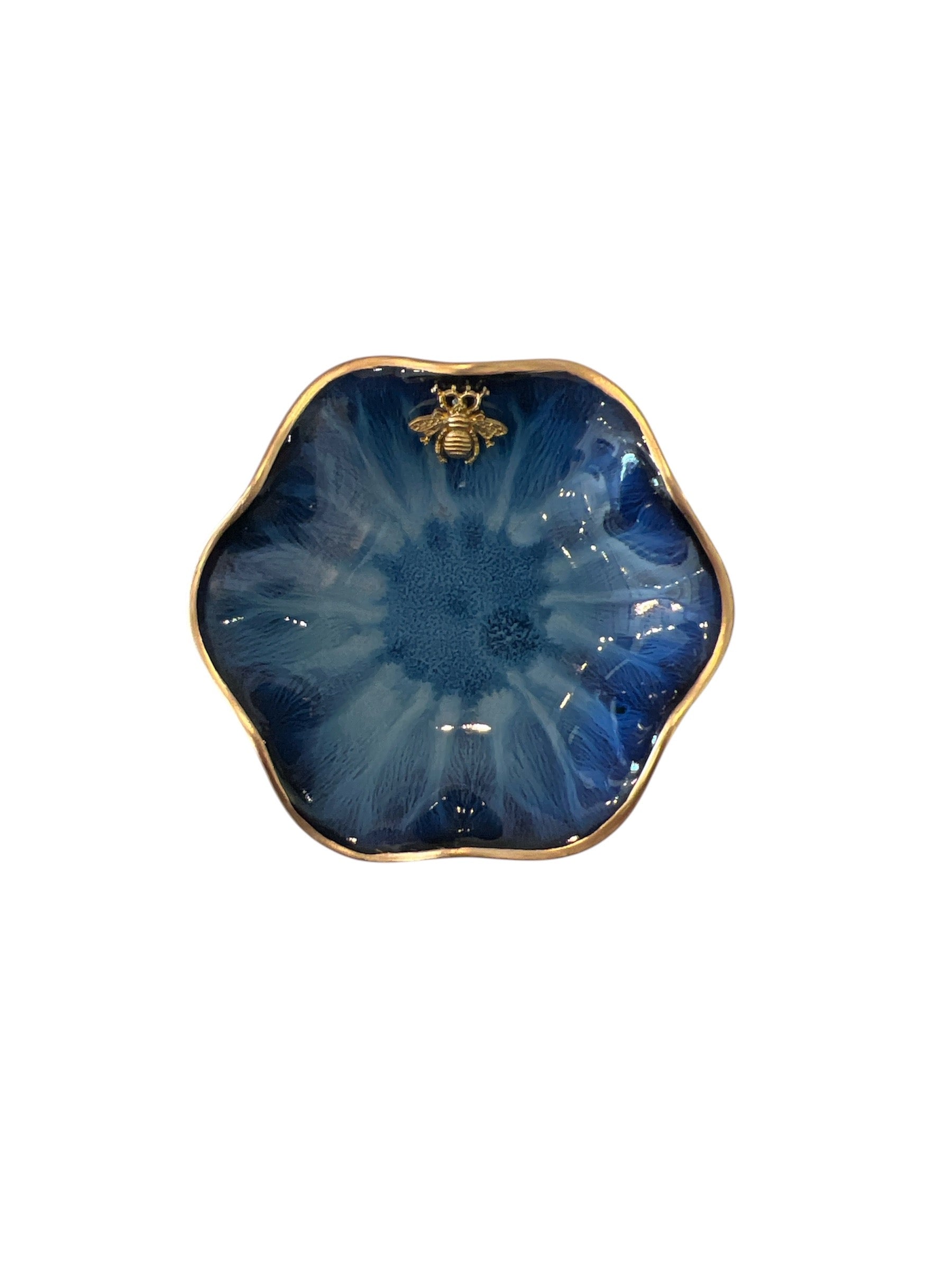 Lotus Flower Ceramic Dish with Gold Accent, Assorted