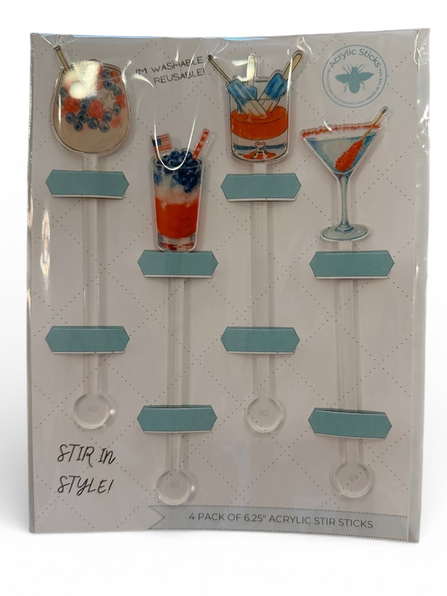 4TH OF JULY ACRYLIC STIR STICKS COMBO