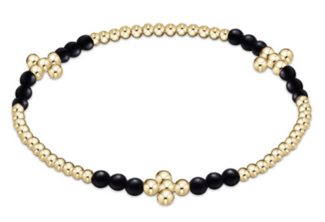 Signature Cross Gold Bliss Pattern 2.5mm Bead Bracelet - Matte Onyx
