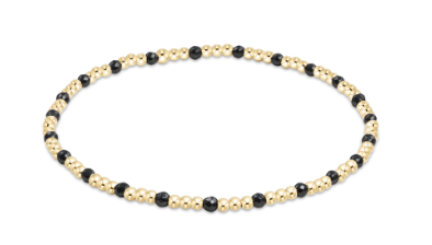 Classic Gold Sincerity Pattern 2mm Bead Braccelet - Faceted Hematite