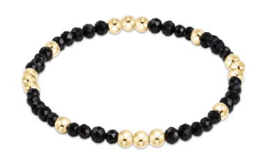 Worthy Pattern 3mm Bead Bracelet - Faceted Onyx