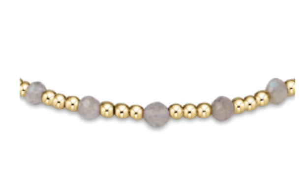 Classic Gold Sincerity Pattern 3mm Bead Bracelet - Labradorite