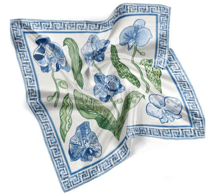 Blue & White Orchid Scarf