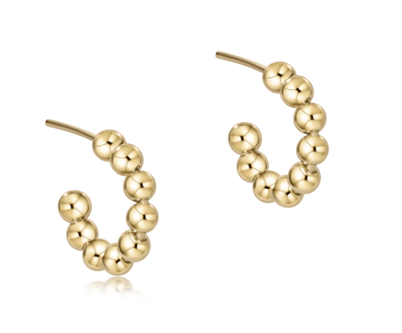 Beaded Classic 1" Post Hoop - 4mm Gold