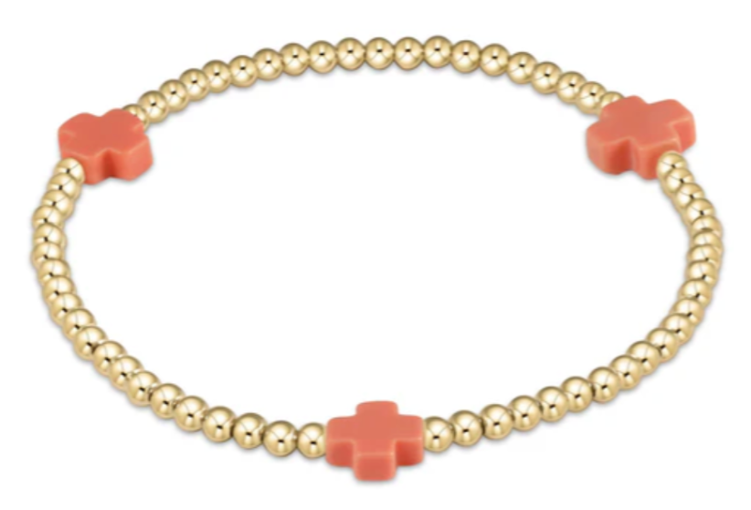 Signature Cross Gold Pattern Bead Bracelet, Assorted