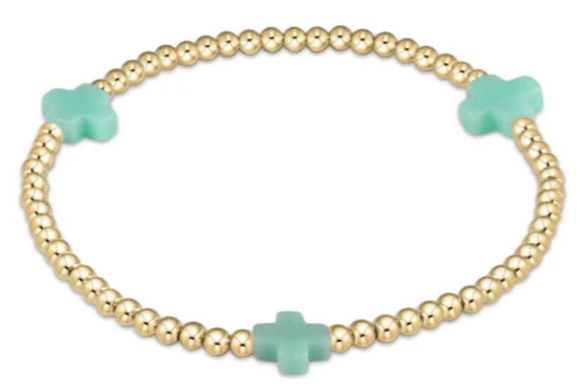 Signature Cross Gold Pattern Bead Bracelet, Assorted