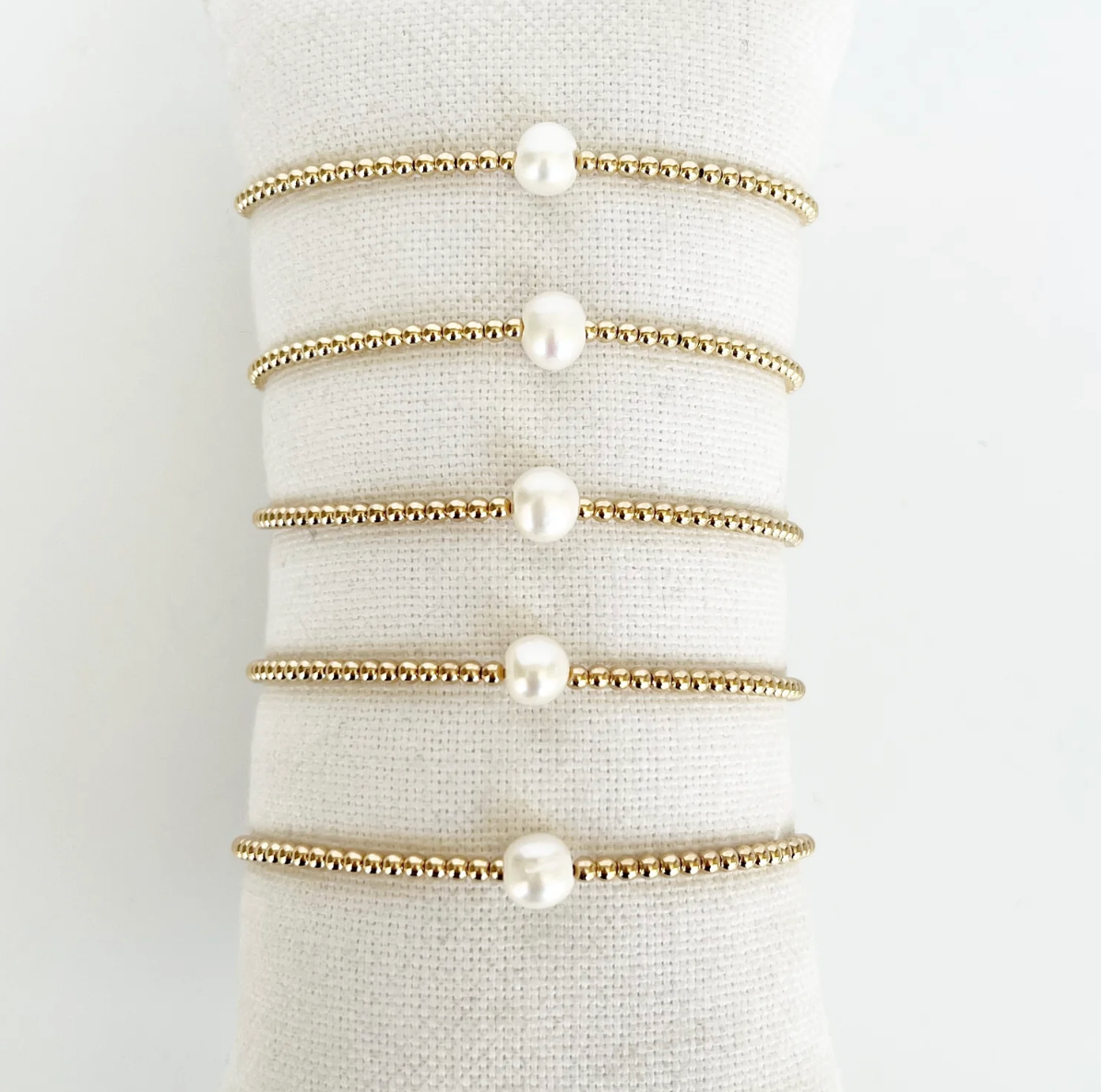 Single Pearl Gold Bead Bracelet