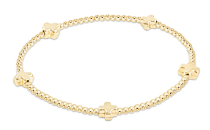 Signature Cross Gold Pattern Bead Bracelet, Assorted
