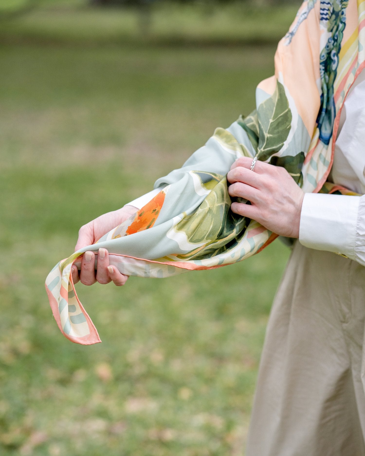 The Feather & Fronds Silk Scarf