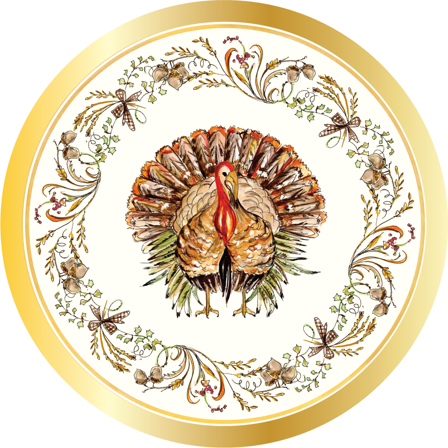 Turkey & Gourds by Rosanne Beck Wavy Appetizer/Dessert Plat3