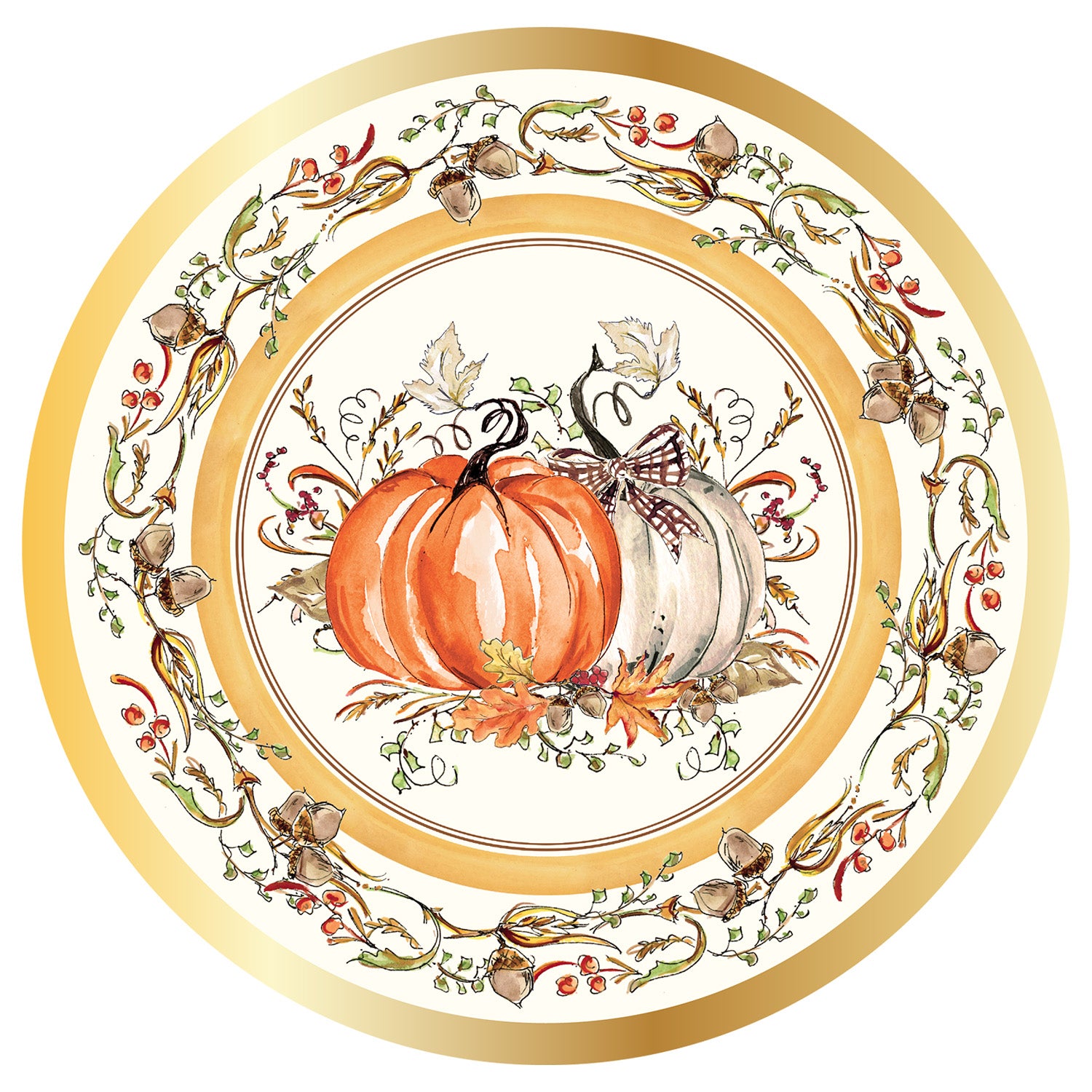 Turkey & Gourds by Rosanne Beck Wavy Salad Plate