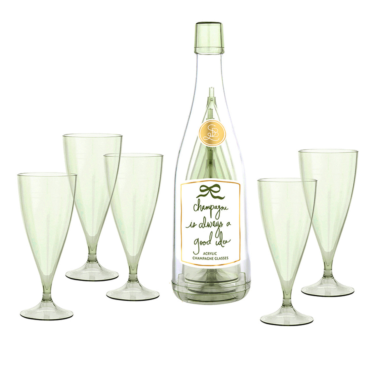 Acrylic Champagne Bottle + Glasses