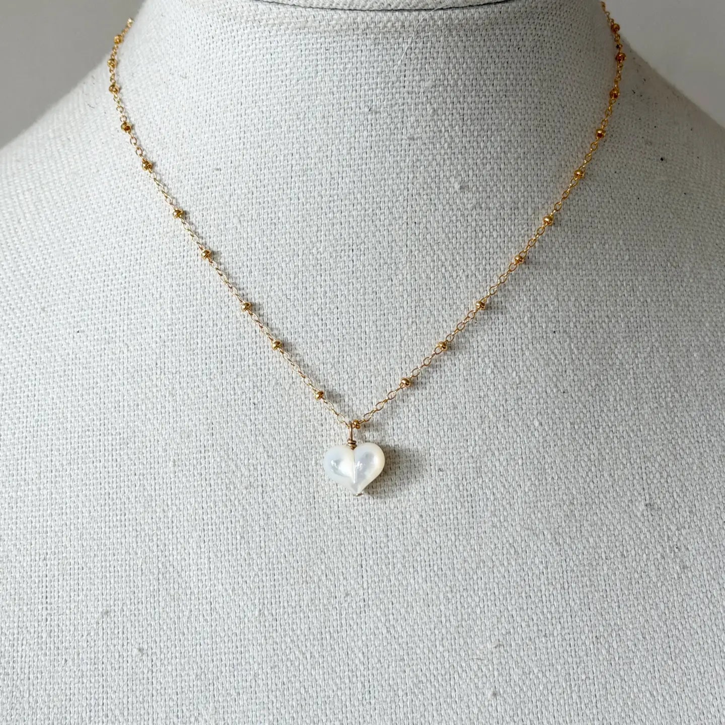 Bubble Heart Necklace, Pearl