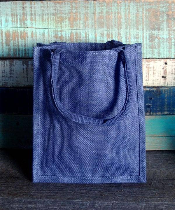 Small Burlap Jute Book Bag with Full Gusset