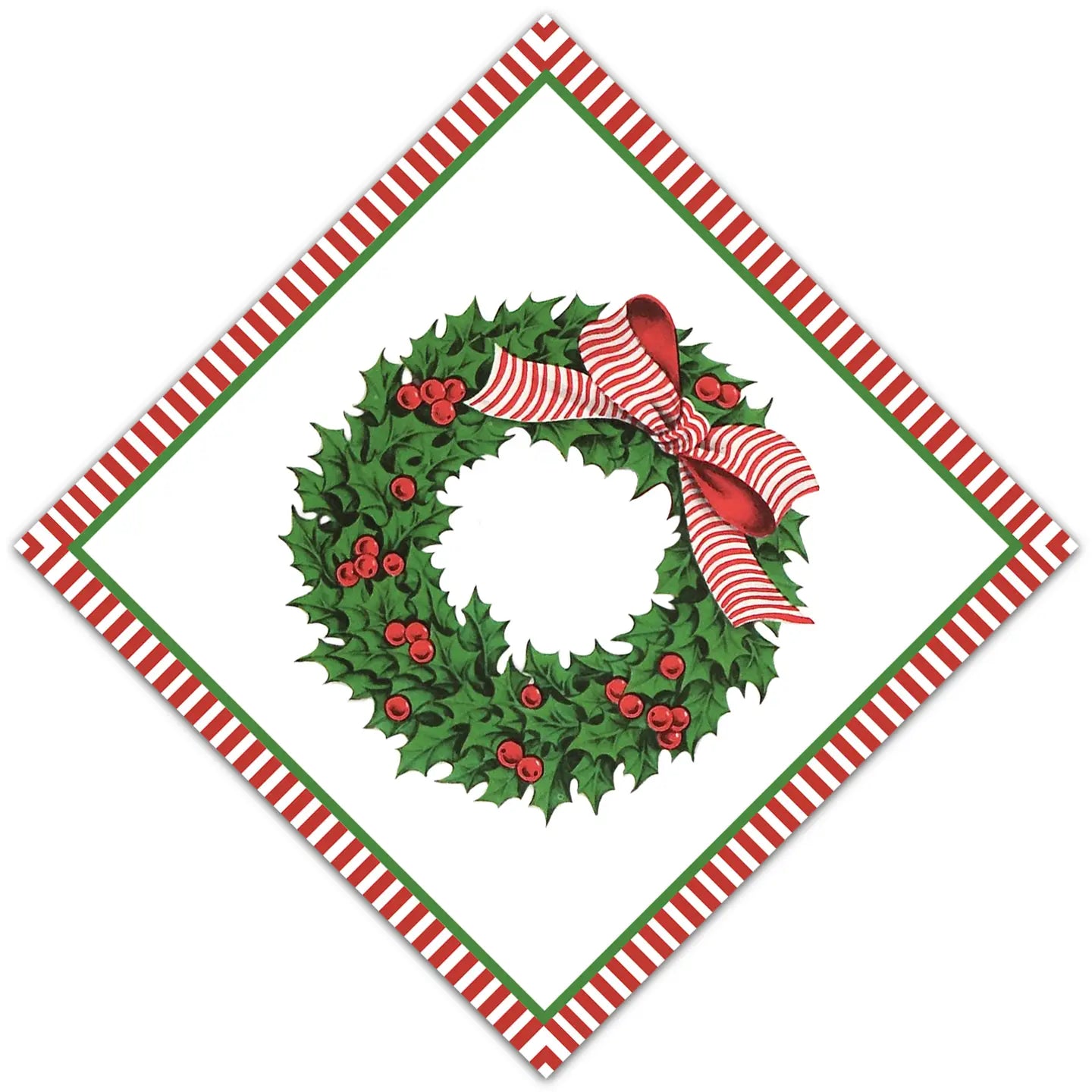 Holly Wreath Paper Cocktail Napkins | Pack of 20