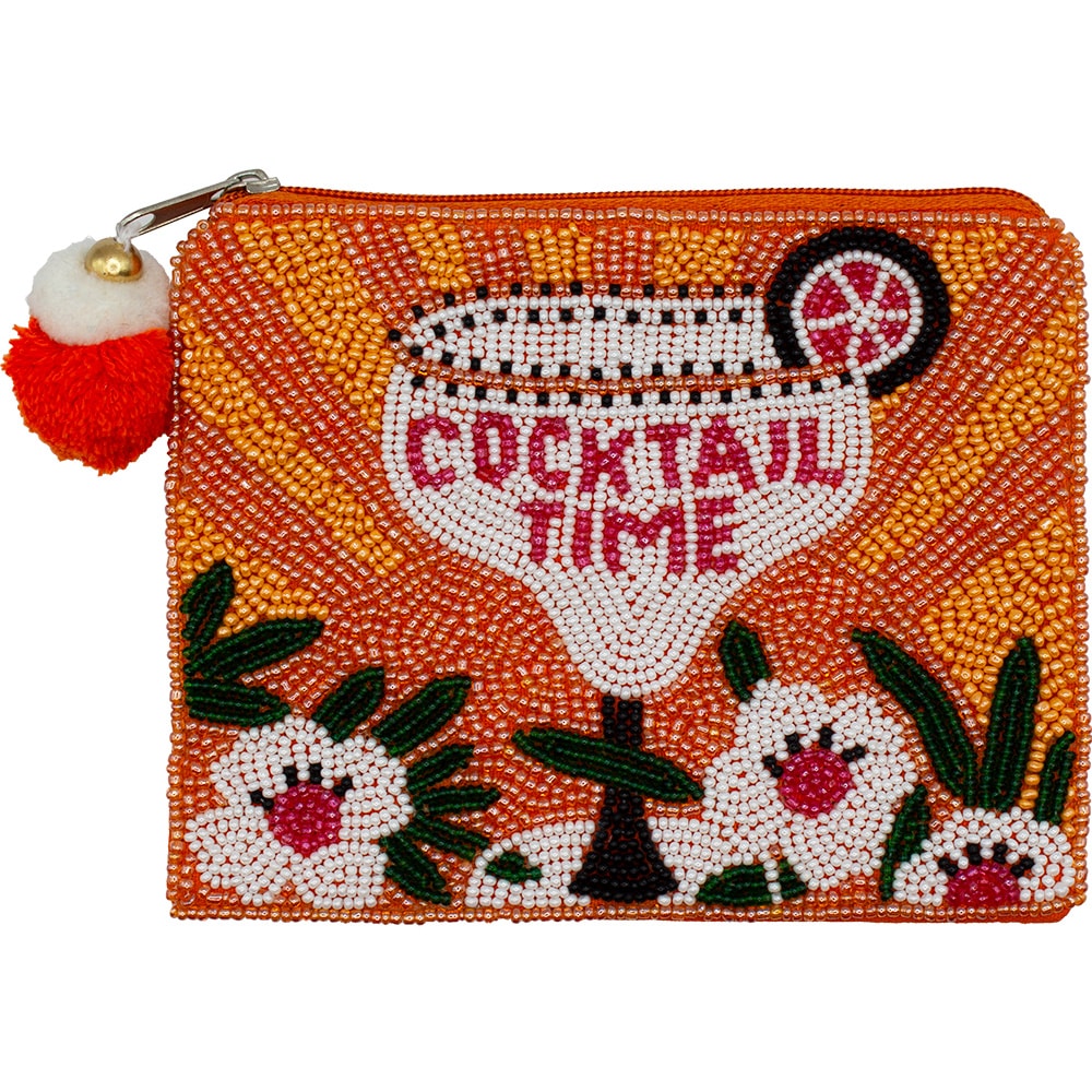 Cocktail Time Beaded Coin Pouch