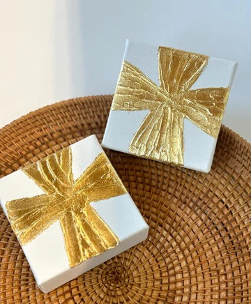 4x4 Canvas - Wide Gold Painted Cross