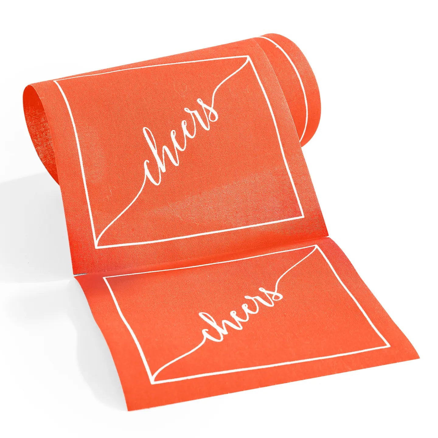 Cotton Cocktail Napkin Roll: Late Sunset (White "Cheers")