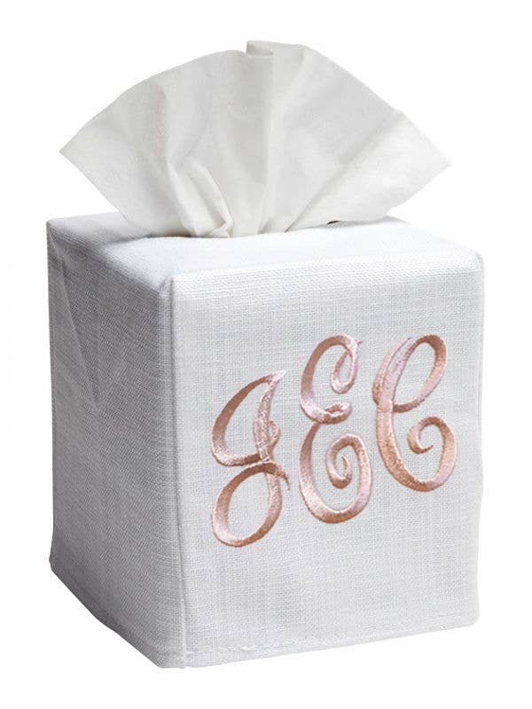Tissue Box Cover - White Linen And Cotton