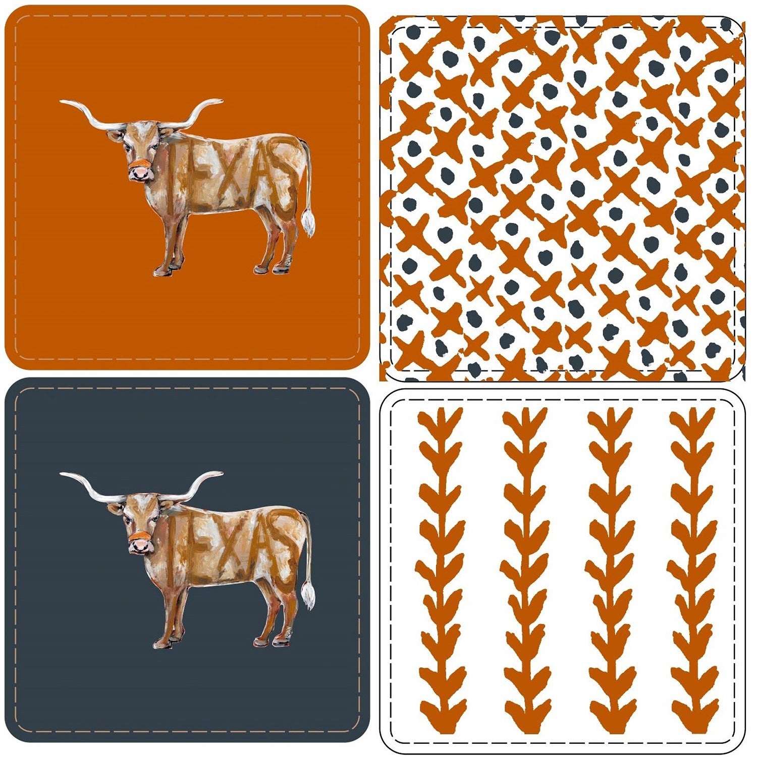 Game Day Longhorn Coasters Set/4