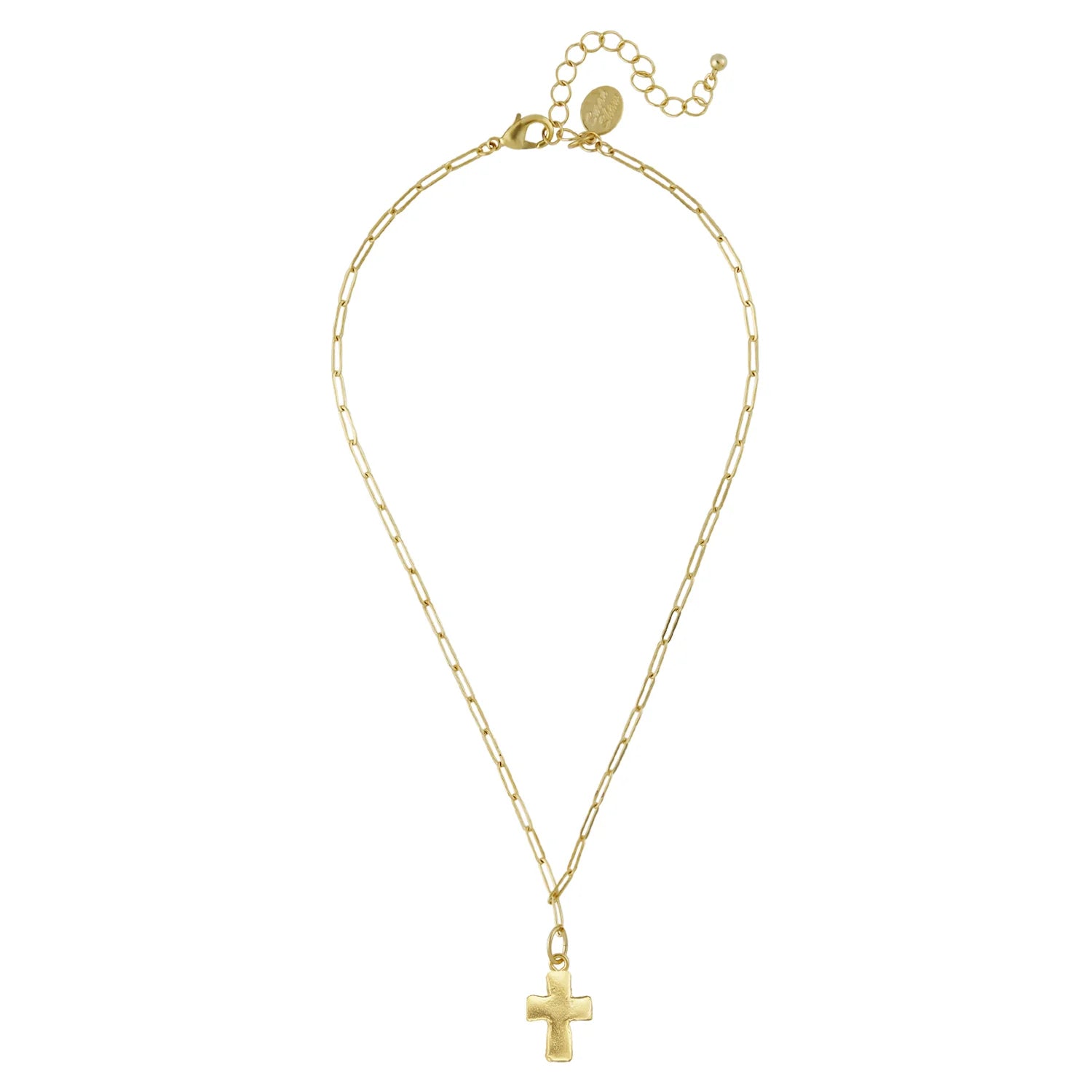 Gold Cross, Small Paperclip Necklace