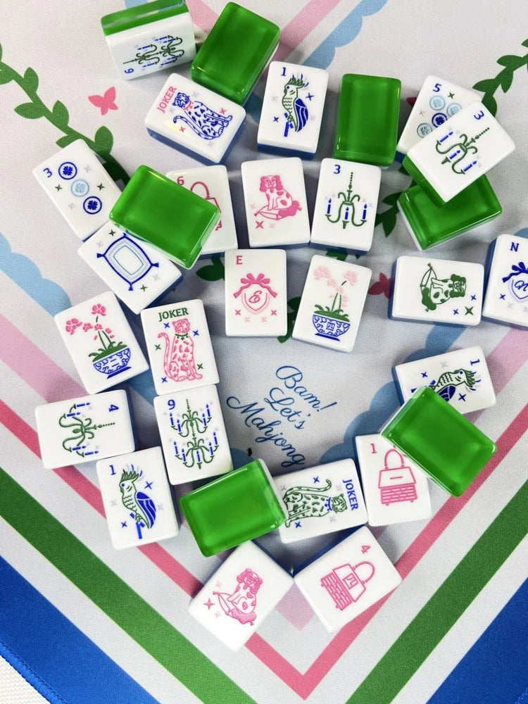 Mahjong Tiles Grandmillennial and Matching Mat