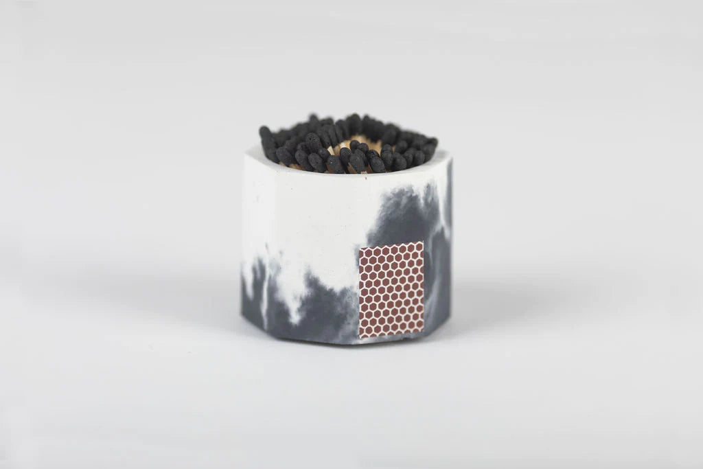 Black and White Match Holder w/ Striker and White Matches