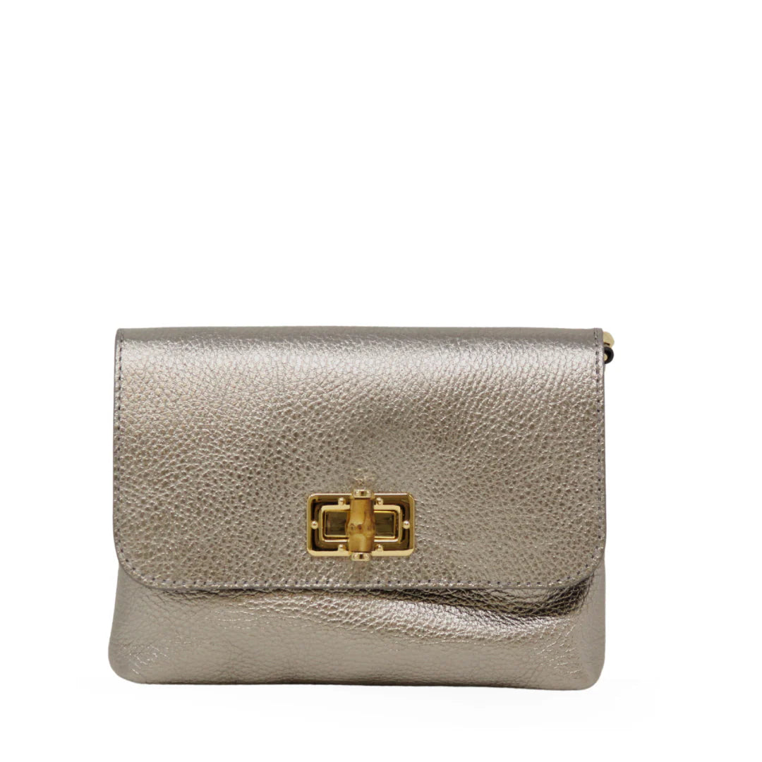 Leather Clutch with Bamboo Toggle, Assorted Colors