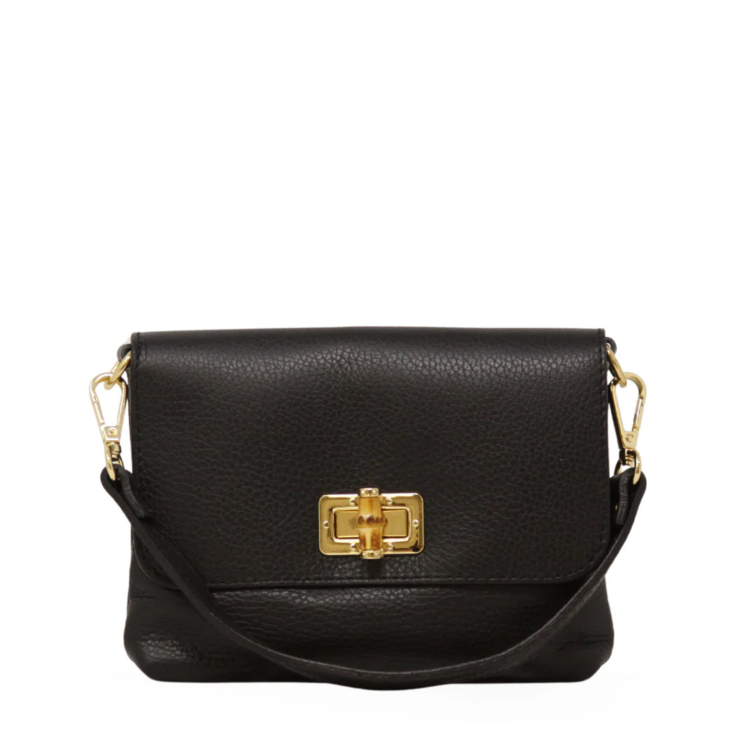 Leather Clutch with Bamboo Toggle, Assorted Colors