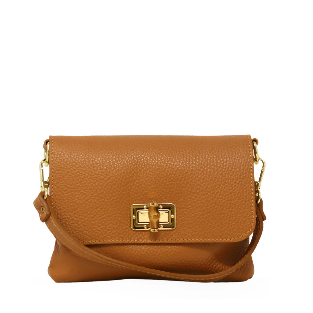 Leather Clutch with Bamboo Toggle, Assorted Colors
