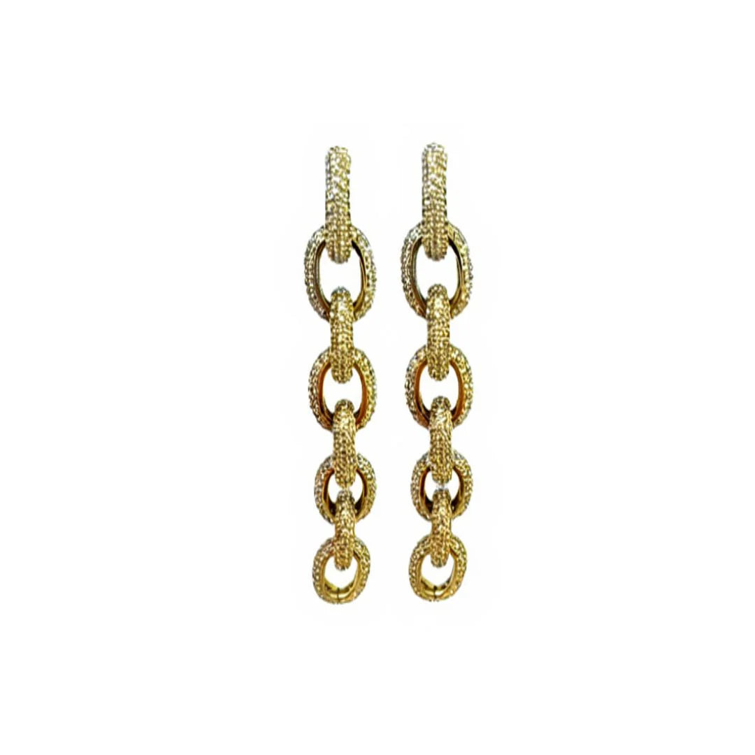 Pave Link Drops - Gold