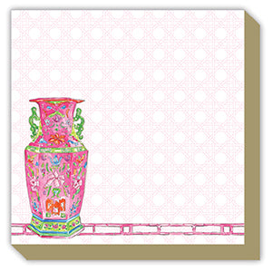 Handpainted Pink Chinoiserie Vase Luxe Notepad