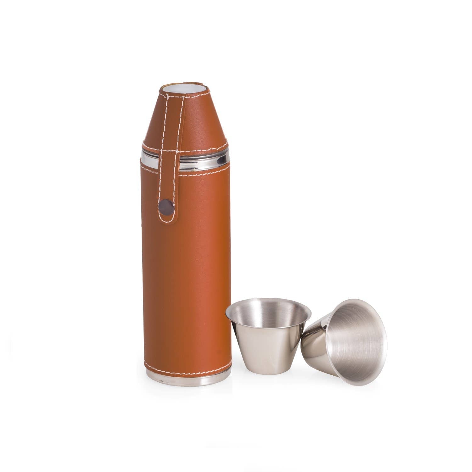 10 oz. Stainless Steel Tan Leather Flask