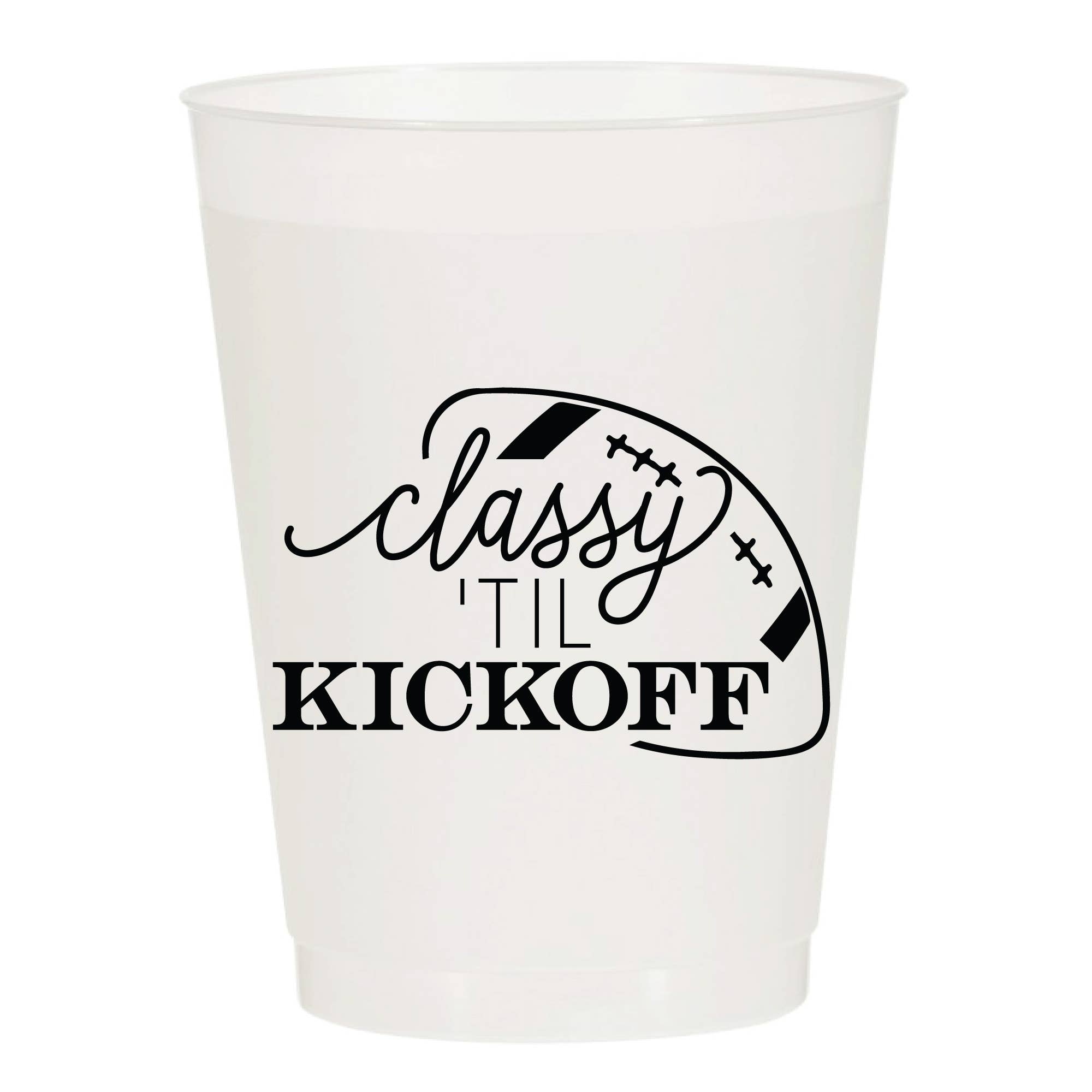 Classy Til Kickoff Football Tailgate Set of 10 Reusable Cups