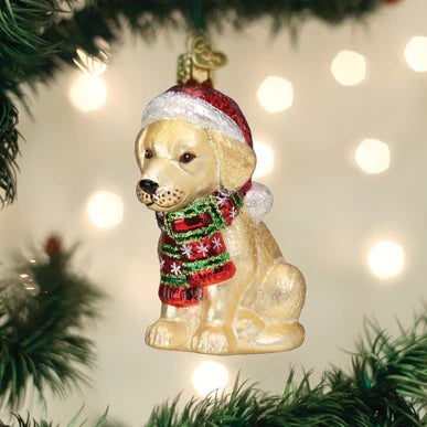 Holiday Yellow Labrador Puppy Ornament